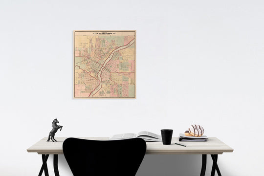 Historic Map : City of Rockford, Illinois., 1886, Vintage Wall Art