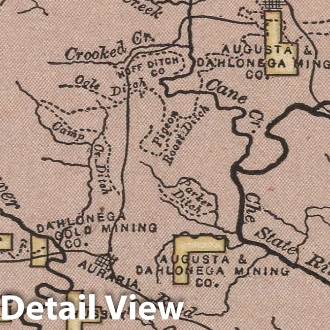 Historic Map : Map of the Dahlonega District, GA, 1880, Vintage Wall Art
