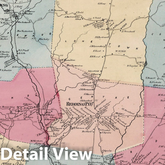 Historic Map : Town of Redding, Fairfield County, Connecticut. (inset) Georgetown., 1867, Vintage Wall Art
