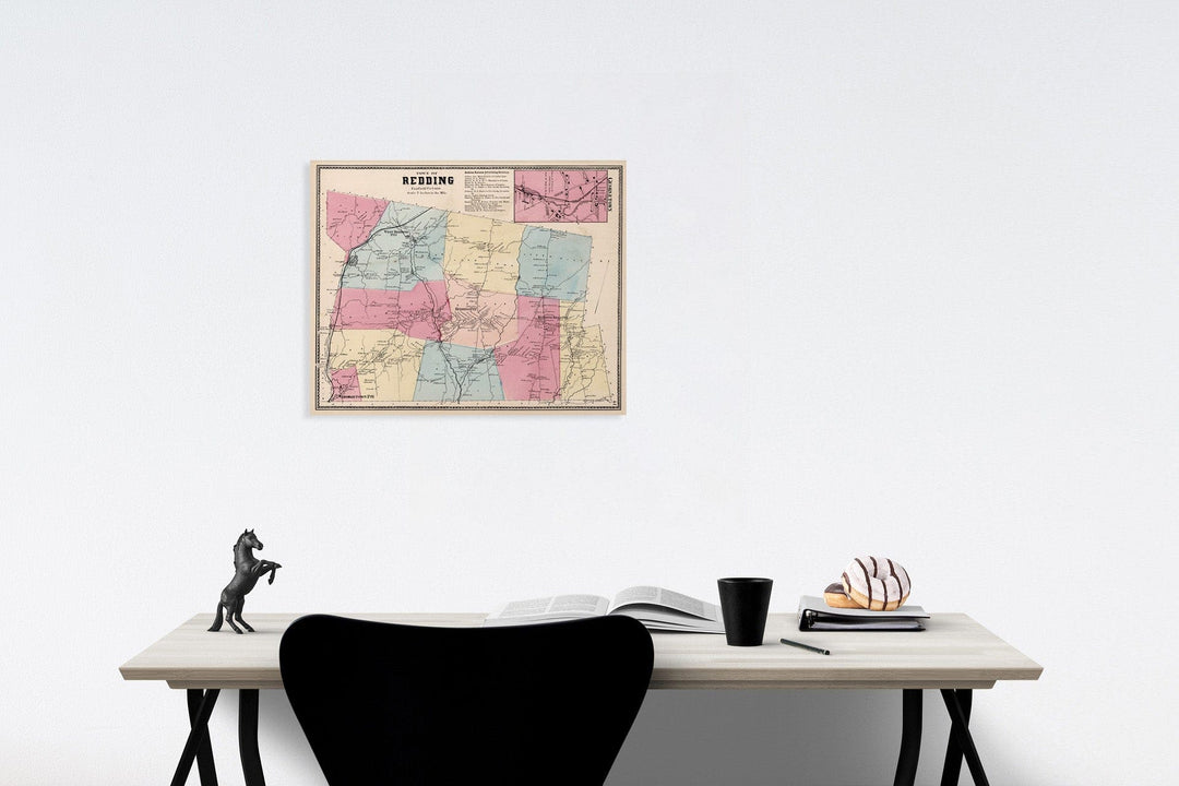 Historic Map : Town of Redding, Fairfield County, Connecticut. (inset) Georgetown., 1867, Vintage Wall Art