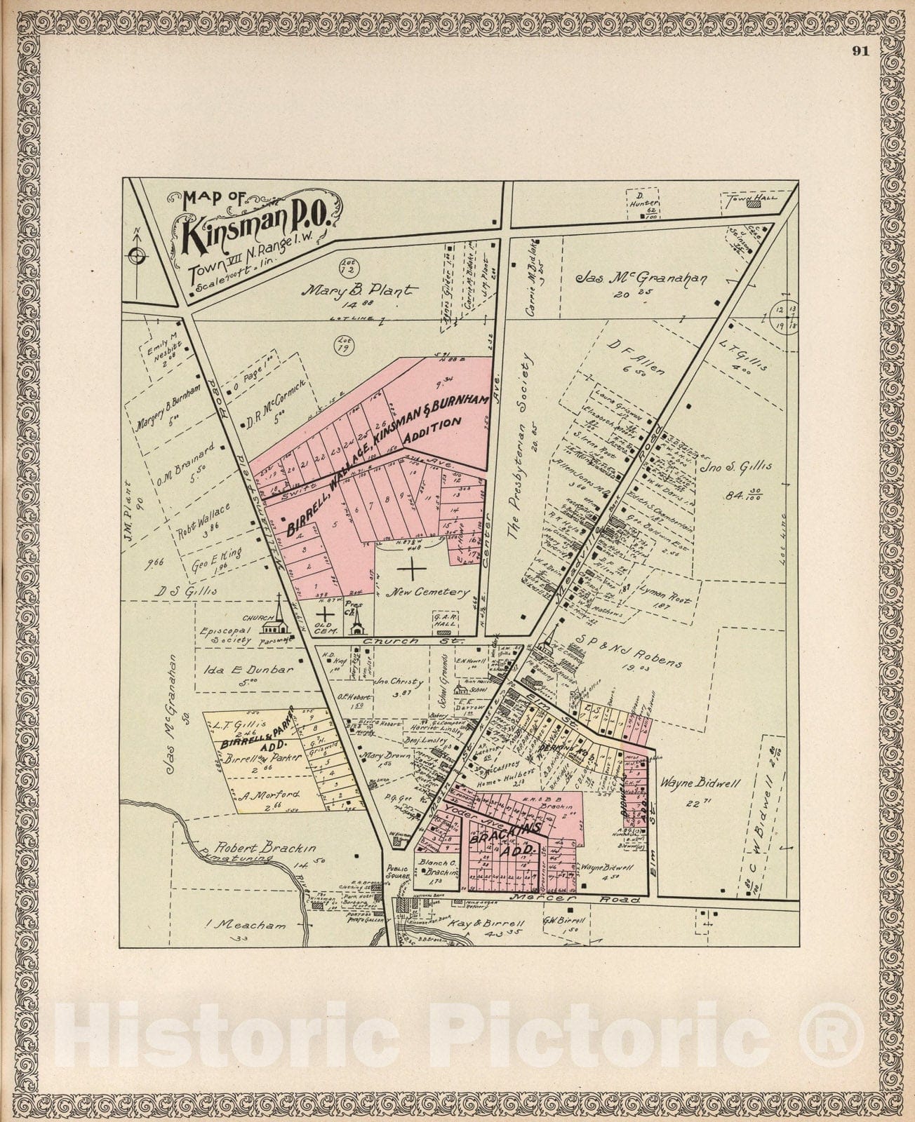 Historic Map : Kinsman P.O., Ohio., 1899, Vintage Wall Art
