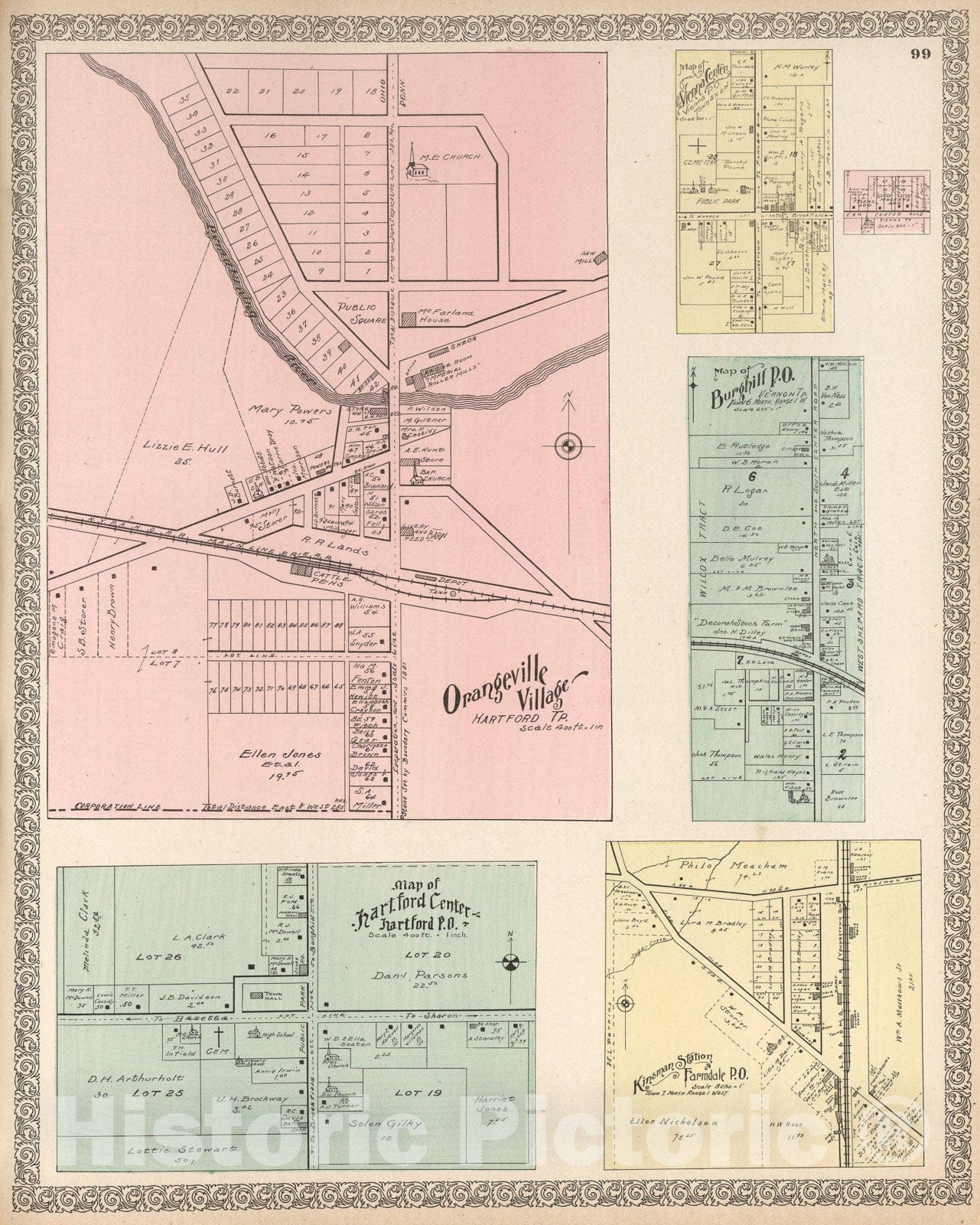 Historic Map : Orangeville Village. Hartford Centre. Vienna Center. Bu ...