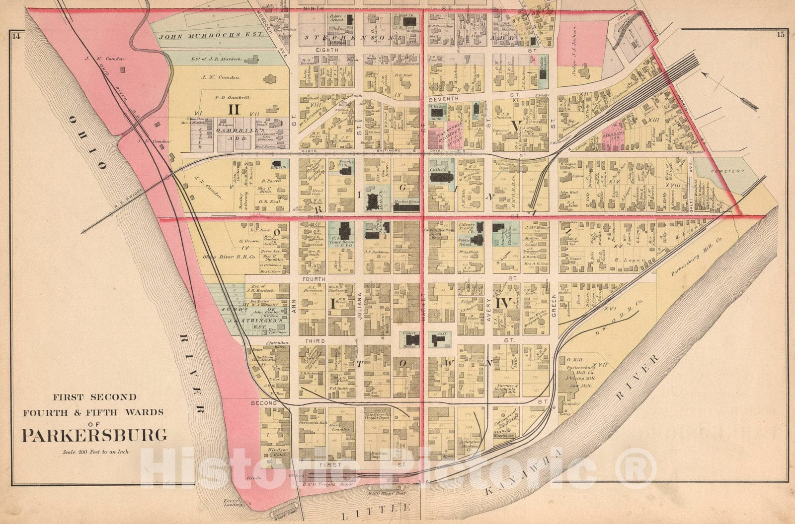 Historic Map : First, Second, Fourth, & Fifth Wards of Parkersville, W ...