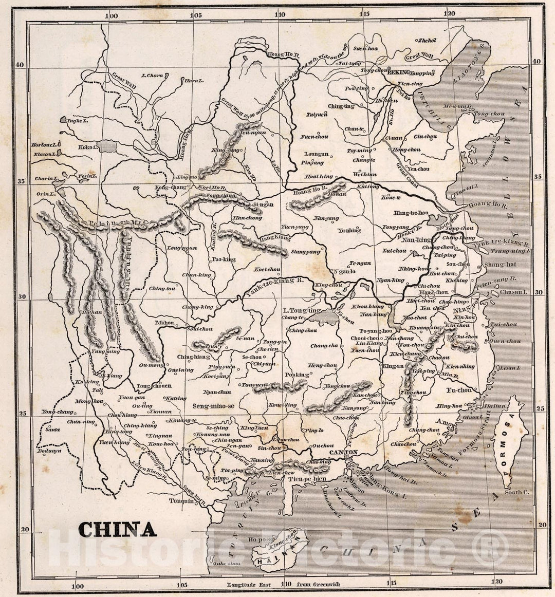 Historic Map : China, 1848, Vintage Wall Art