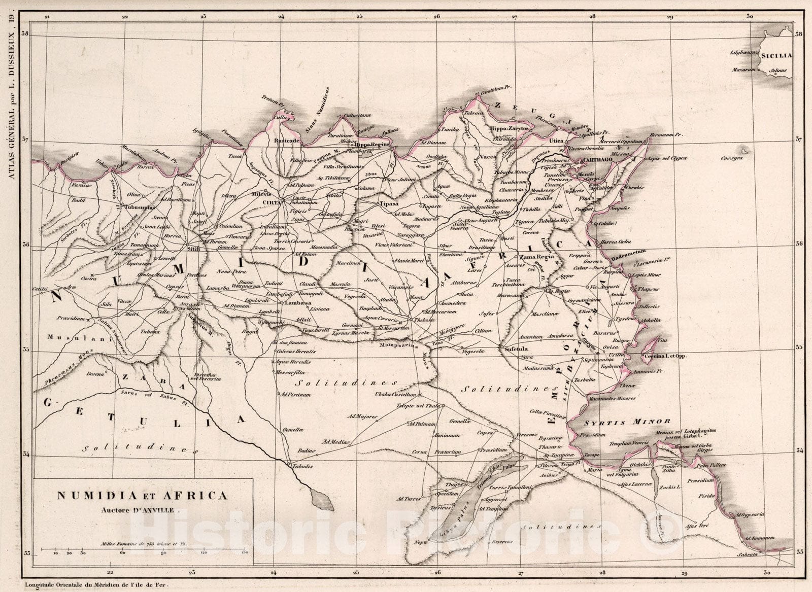 Historic Map 19. Numidia et Africa., 1856, Vintage Wall Art