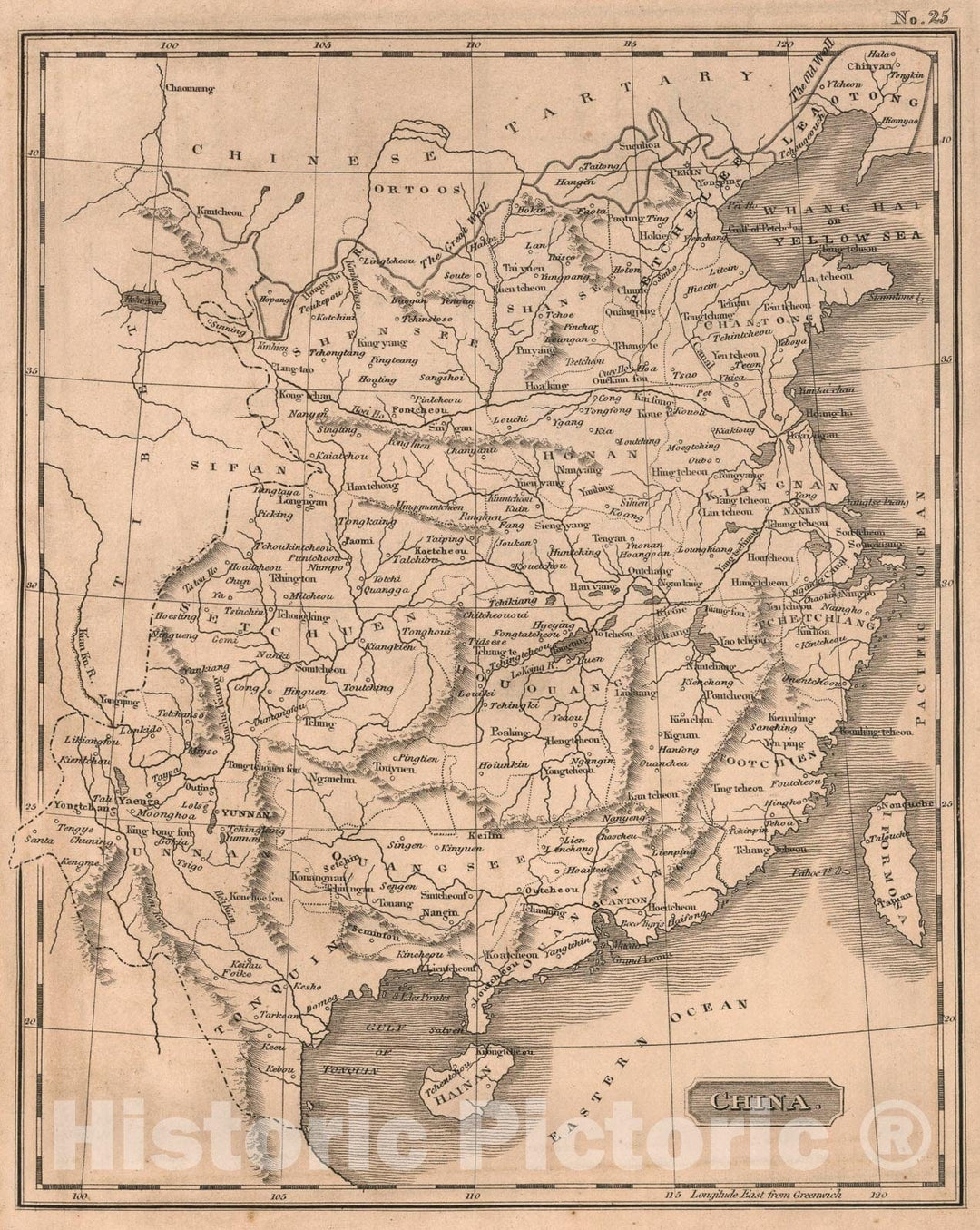 Historic Map : China, 1822, Vintage Wall Art