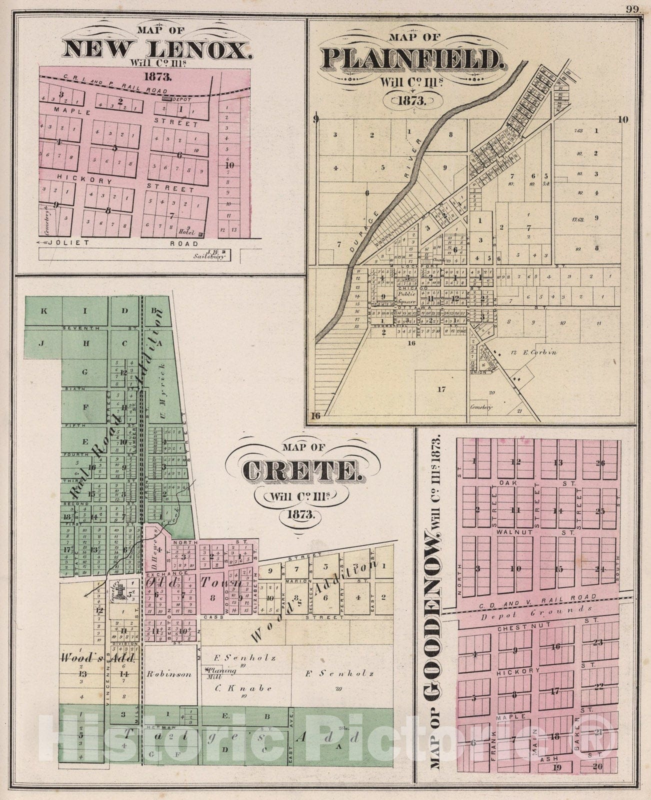 Historic Map : New Lenox. Map of Plainfield. Map of Crete. Map of Good ...