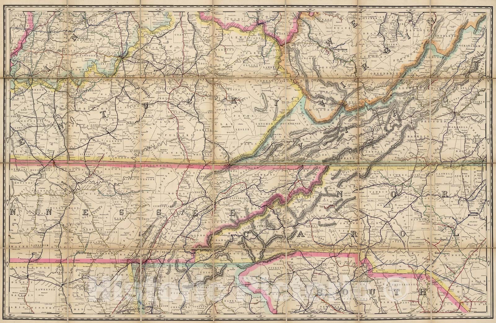 Historic Map : (Kentucky, Tennessee) Railroad Map of the United States., 1891, Vintage Wall Art
