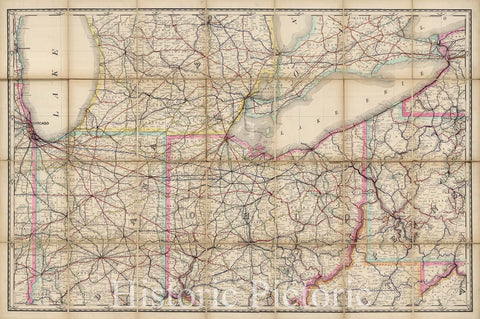 Historic Map : (Indiana, Ohio) Railroad Map of the United States., 1891, Vintage Wall Art