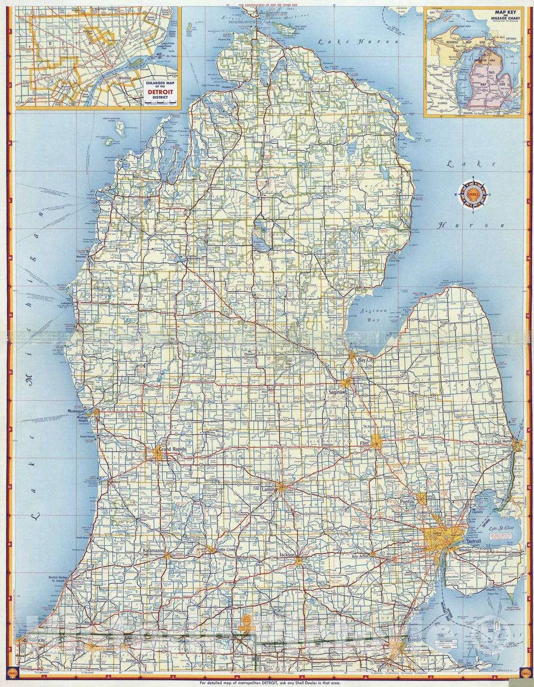 Historic Map : Shell Highway Map of Michigan (southern portion)., 1956 – Historic Pictoric historic-map-shell-highway-map-of-michigan-southern-portion-1956-historic-pictoric