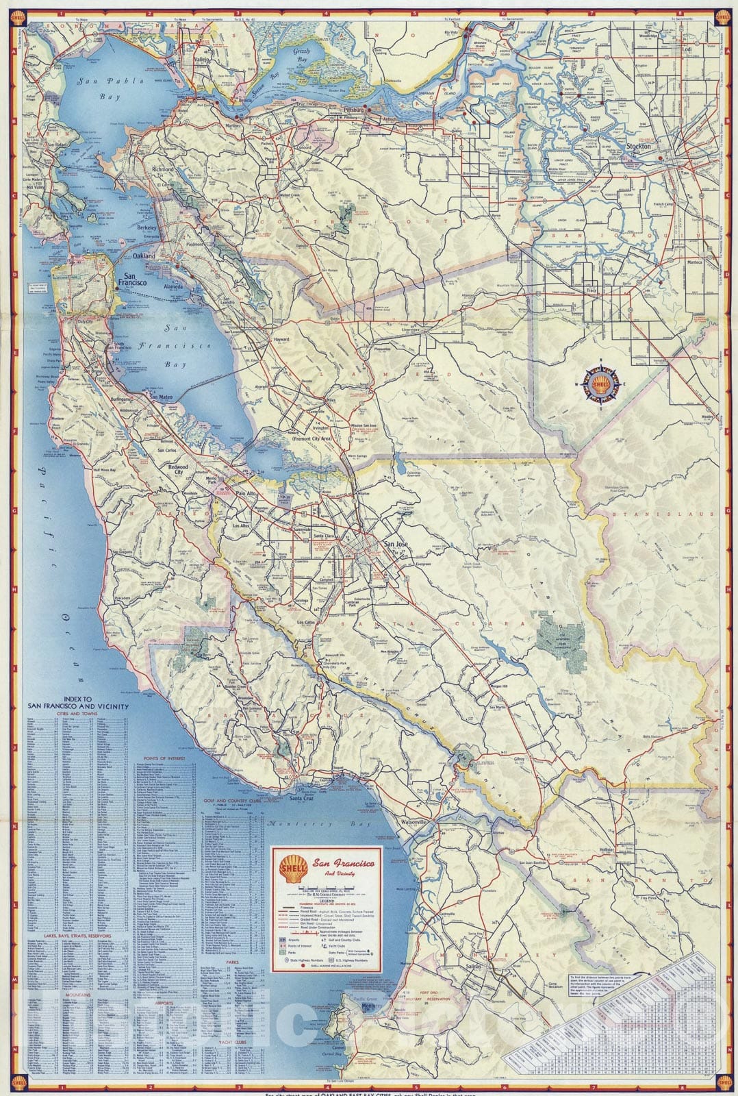 Historic Map : Downtown San Francisco. Street Map of San Francisco., 1956, Vintage Wall Art