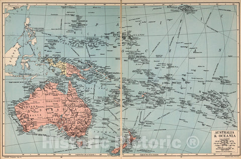 Historic Map : Australia and Oceania, 1935, Vintage Wall Art