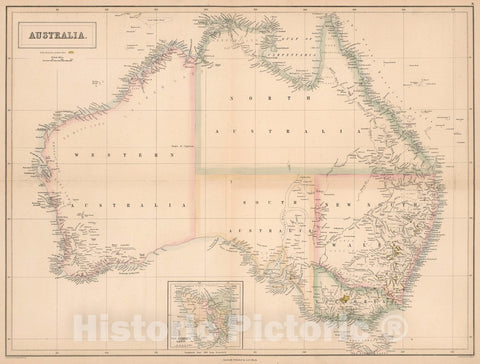 Historic Map : Australia, 1853, Vintage Wall Art