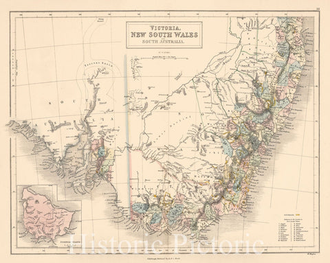 Historic Map : Victoria, New South Wales, South Australia, 1853, Vintage Wall Art