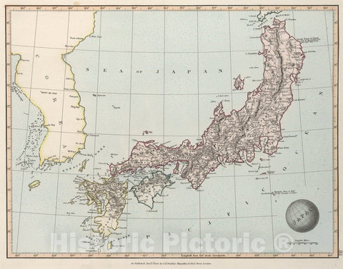 Historic Map : Japan, 1845, Vintage Wall Art