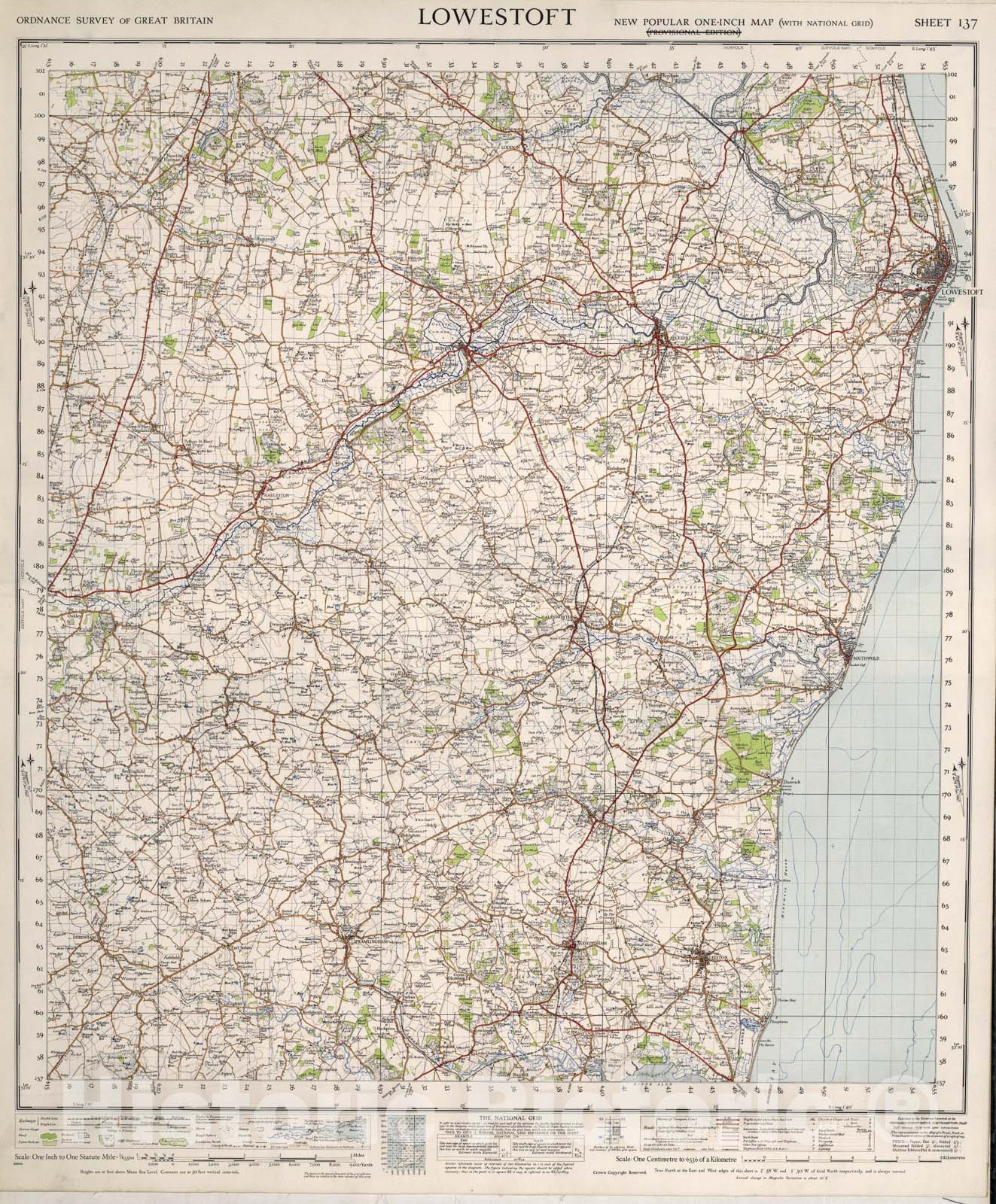 Historic Map : Sheet 137. Lowestoft., 1946, Vintage Wall Art – Historic ...