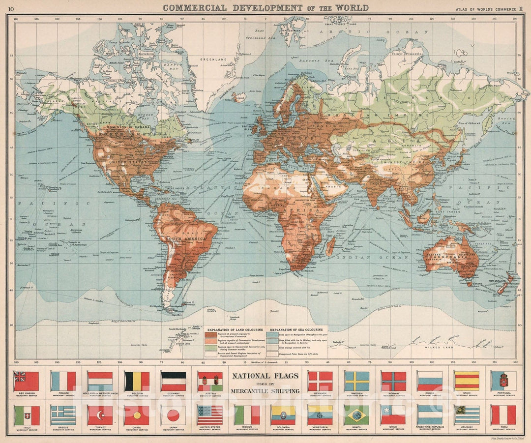 Historic Map : Commercial Development of the World., 1907, Vintage Wall Art