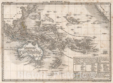 Historic Map : Oceania. Australia. Polynesia., 1843, Vintage Wall Art