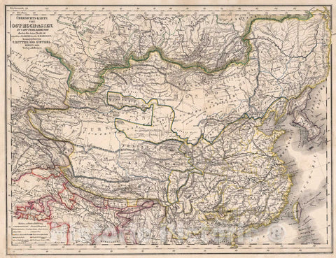 Historic Map : Survey Map of East-High-Asia ... Berlin, 1839., 1839, Vintage Wall Art