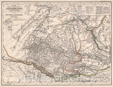 Historic Map : Map of Russian Altai ... Berlin, 1839., 1839, Vintage Wall Art