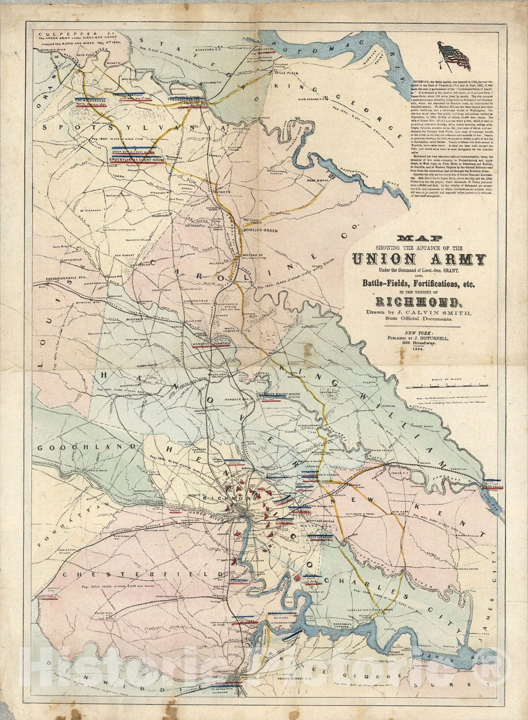 Historic Map : Map showing the advance of the Union army under the com ...
