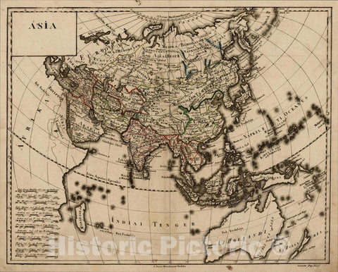 Historic Map : Asia (with Australia named Uj Hollandia and New Zealand named Uj Zelandia)-- Hungarian Map of Asia, c1800, , Vintage Wall Art