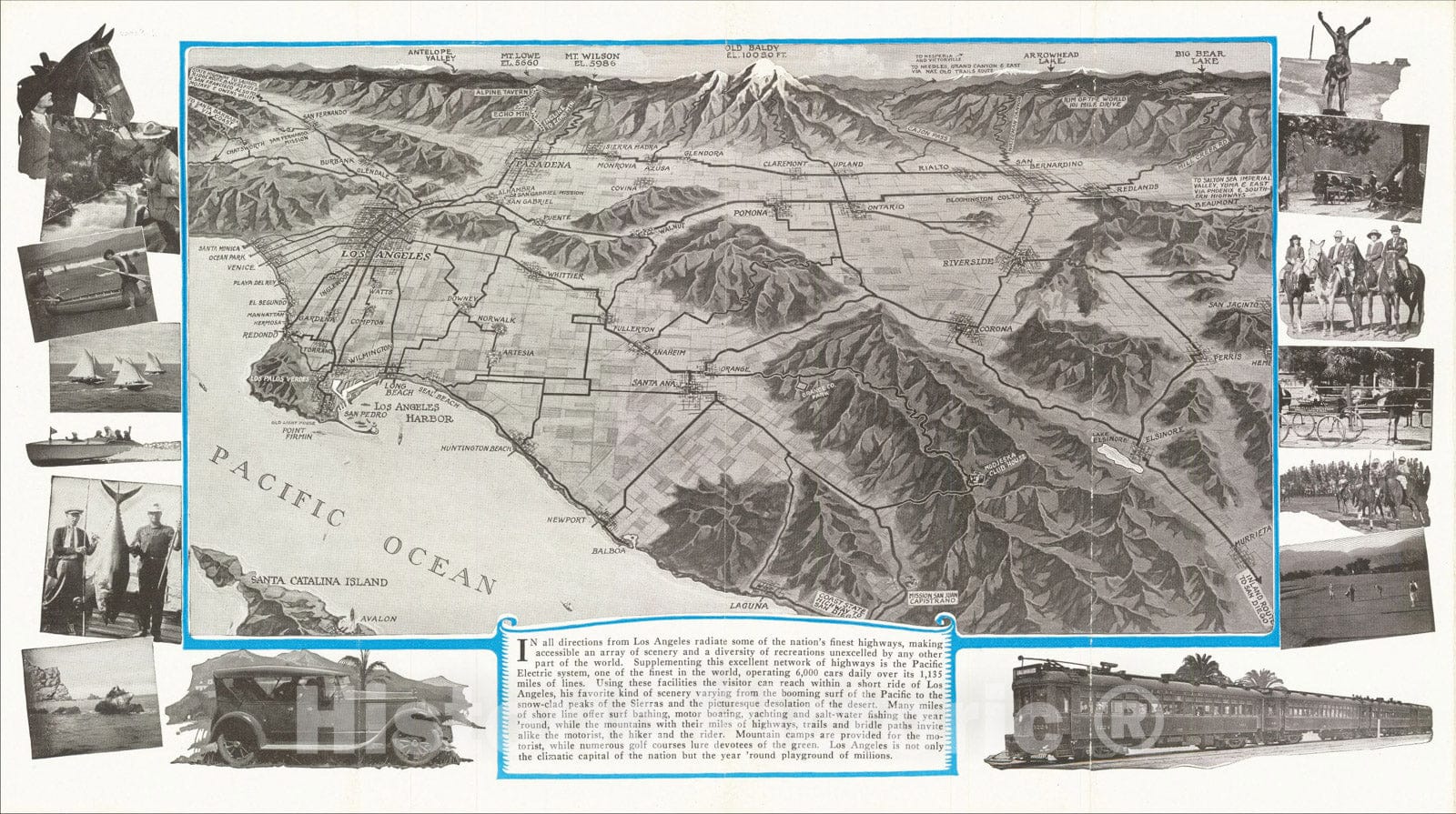 Historic Map : [Los Angeles], 1925, Los Angeles Chamber of Commerce, Vintage Wall Art