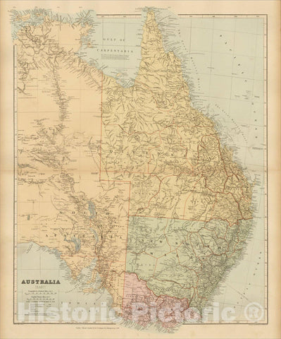Historic Map : Australia (East), 1896, Edward Stanford, Vintage Wall Art