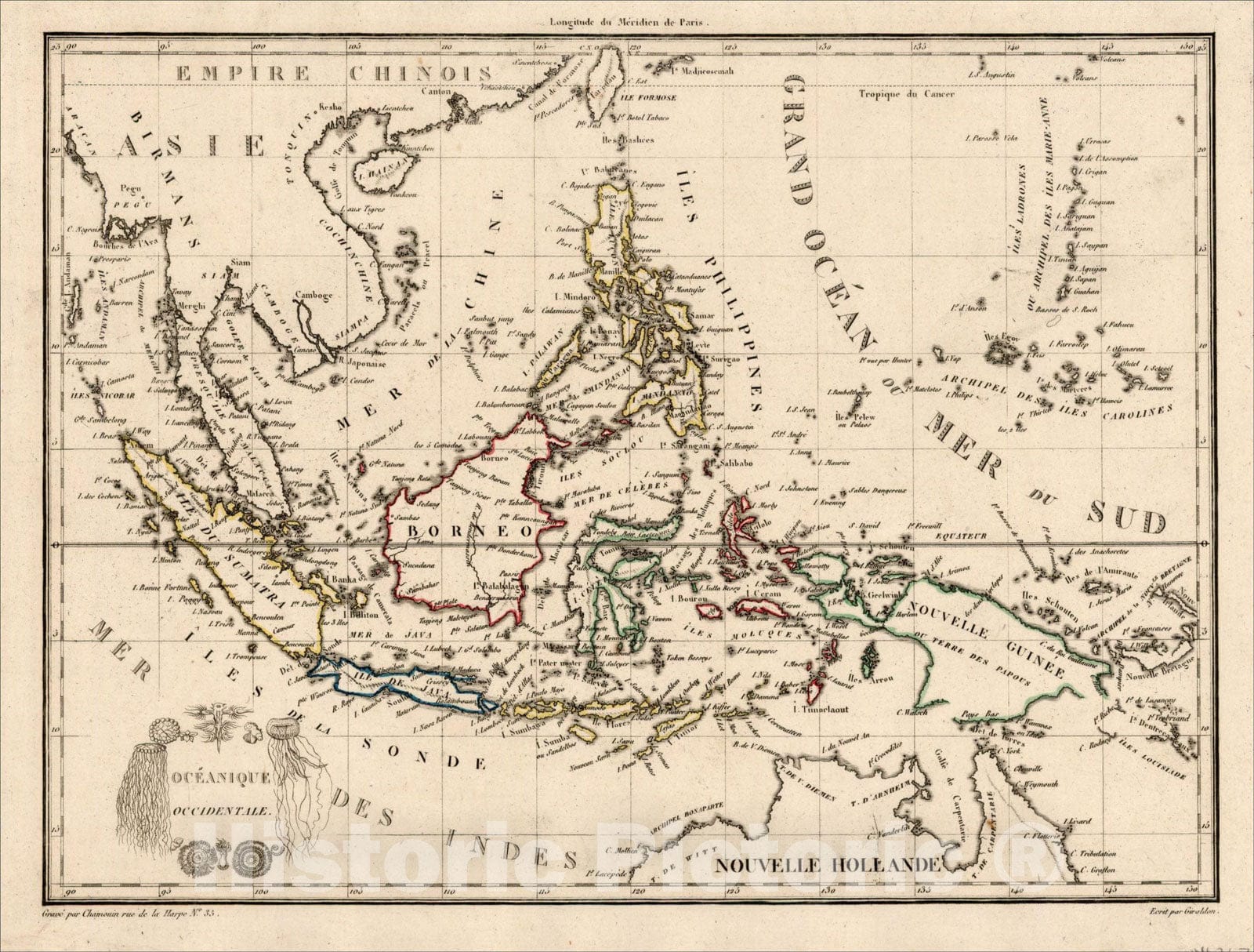 Historic Map : Oceanique Occidentale (Southeast Asia & Philippines), 1812, Conrad Malte-Brun, Vintage Wall Art