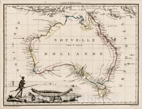 Historic Map : Oceanique Centrale (Australia), 1812, Conrad Malte-Brun, v1, Vintage Wall Art