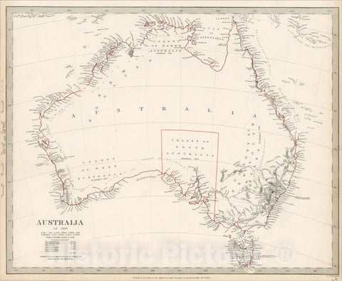 Historic Map : Australia in 1839, 1839, Society for the Diffusion of Useful Knowledge, Vintage Wall Art