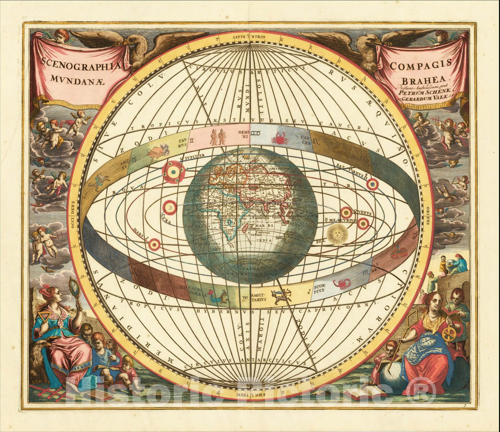 Historic Map : Scenographia Compagis Mundanae Brahea, 1684, Andreas Cellarius, Vintage Wall Art
