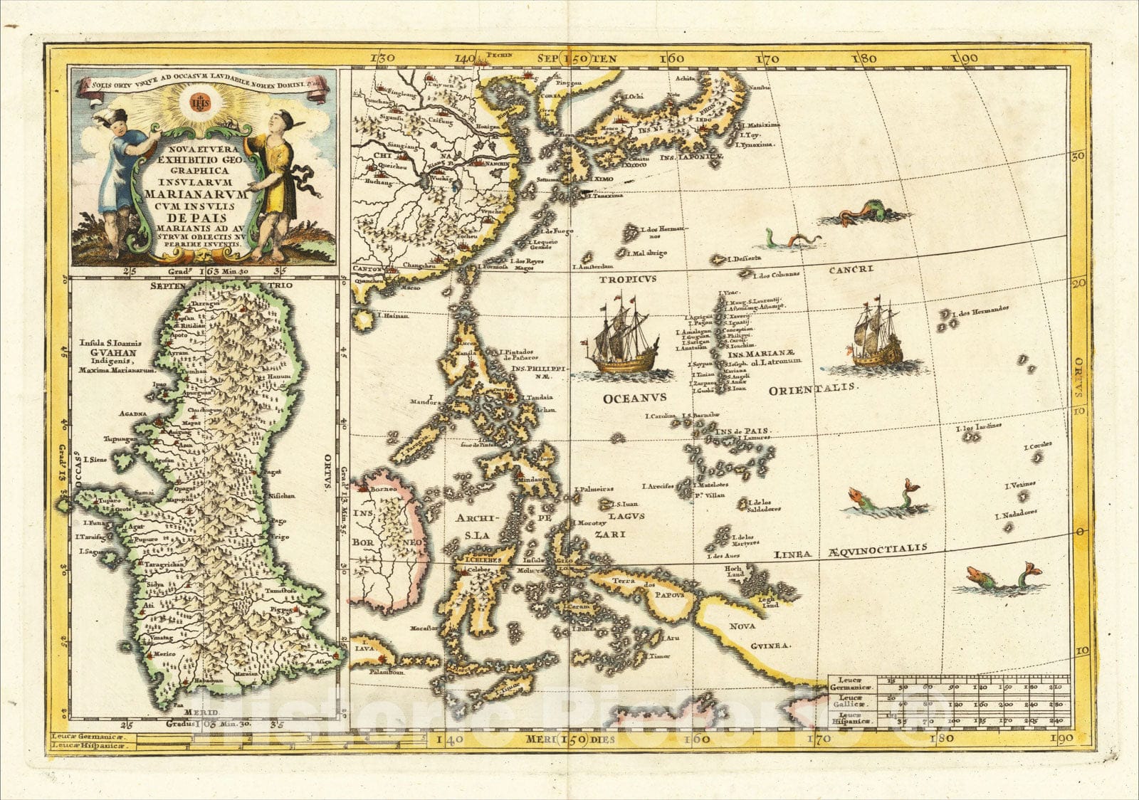 Historic Map : Nova Et Vera Exhibito Geographica Insularum Marianarum Cum Insulis De Pais Marianis ad Austrum Obiectic Nuperrime Inventis, 1703, Vintage Wall Art