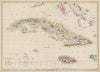Historic Map : Cuba and Jamaica, c1860, Day & Son, Vintage Wall Art