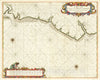Historic Map : (Suriname) Paskaerte vande Cust van Westindien Tusschen Rio Soronama en Rio Demerary, 1675, Arent Roggeveen, Vintage Wall Art