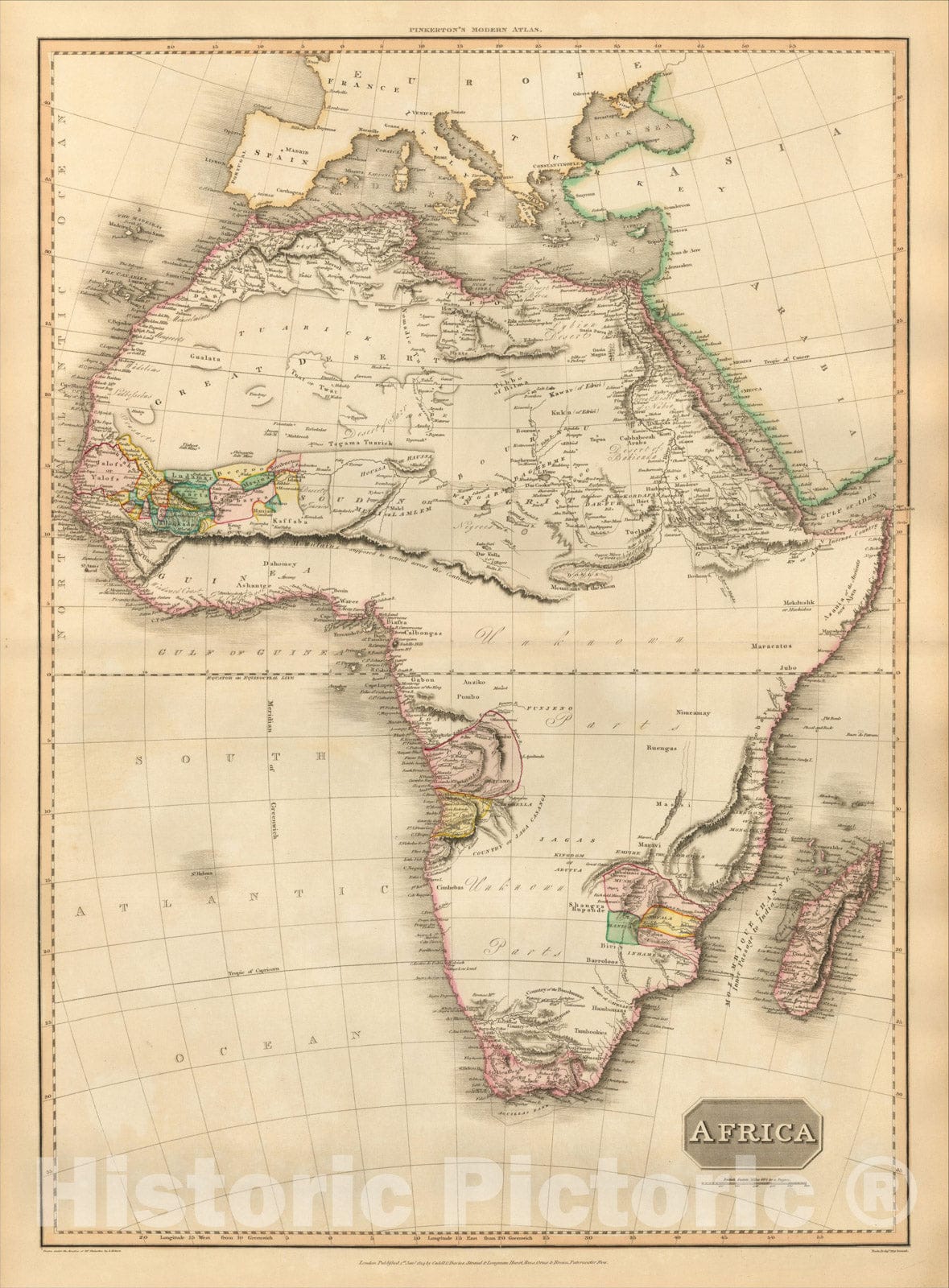 Historic Map : Africa, 1815, John Pinkerton, Vintage Wall Art