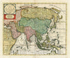 Historic Map : Nuova Carta Dell Asia secondo le ultime offervazioni, ., c1740, Giambattista Albrizzi, Vintage Wall Art