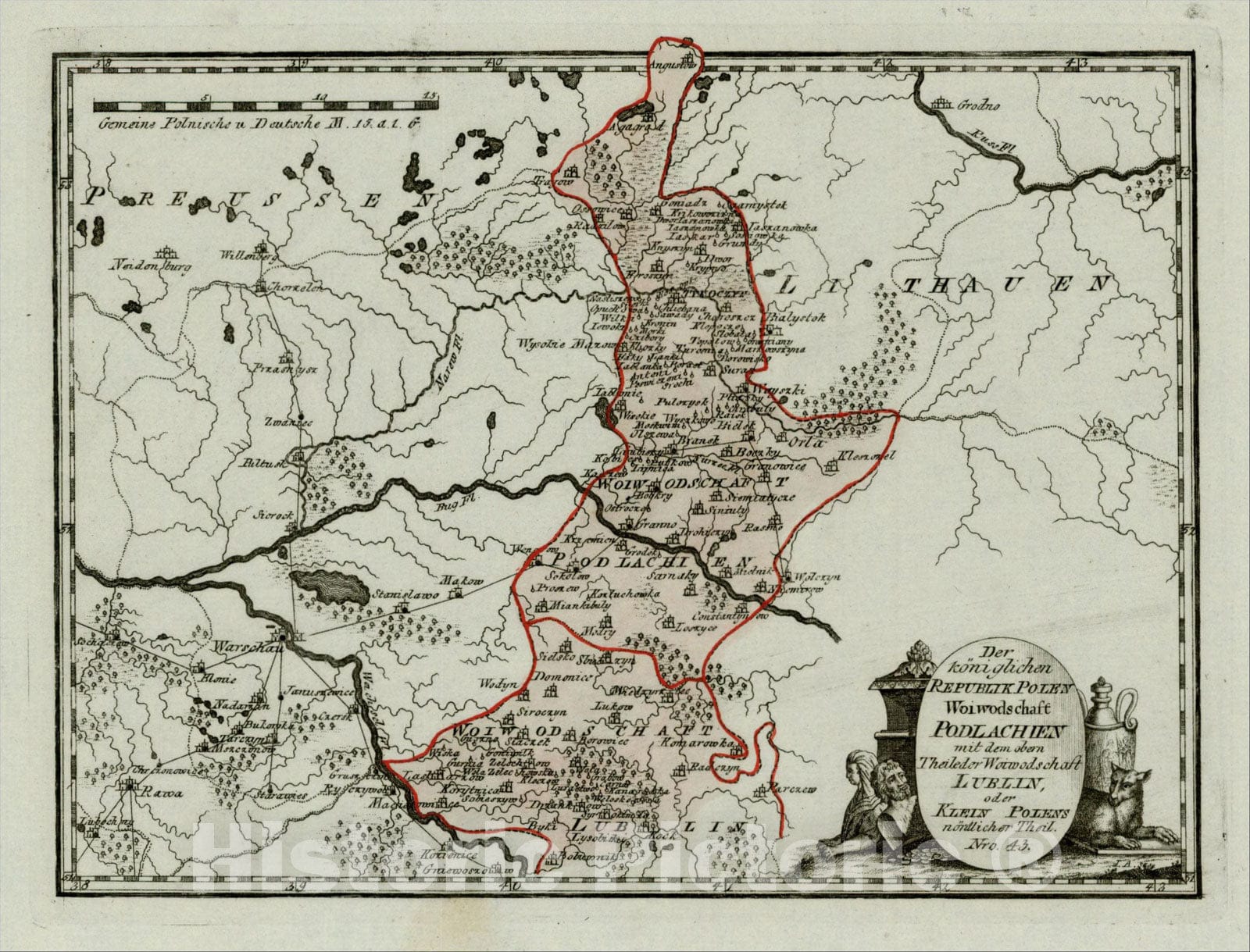 Historic Map : Der Koniglichen Republik Polen Woiwodschaften Podlachien mit dem obern Theileder Woiwodschafter Lublin, oder Klein Polens?, 1789, Vintage Wall Art