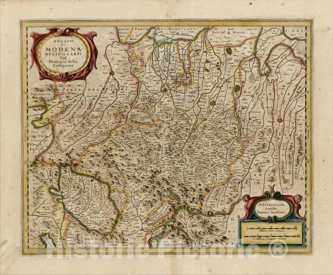 Historic Map : Ducato Di Modena Regio et Capri Col Domino della Carsag ...