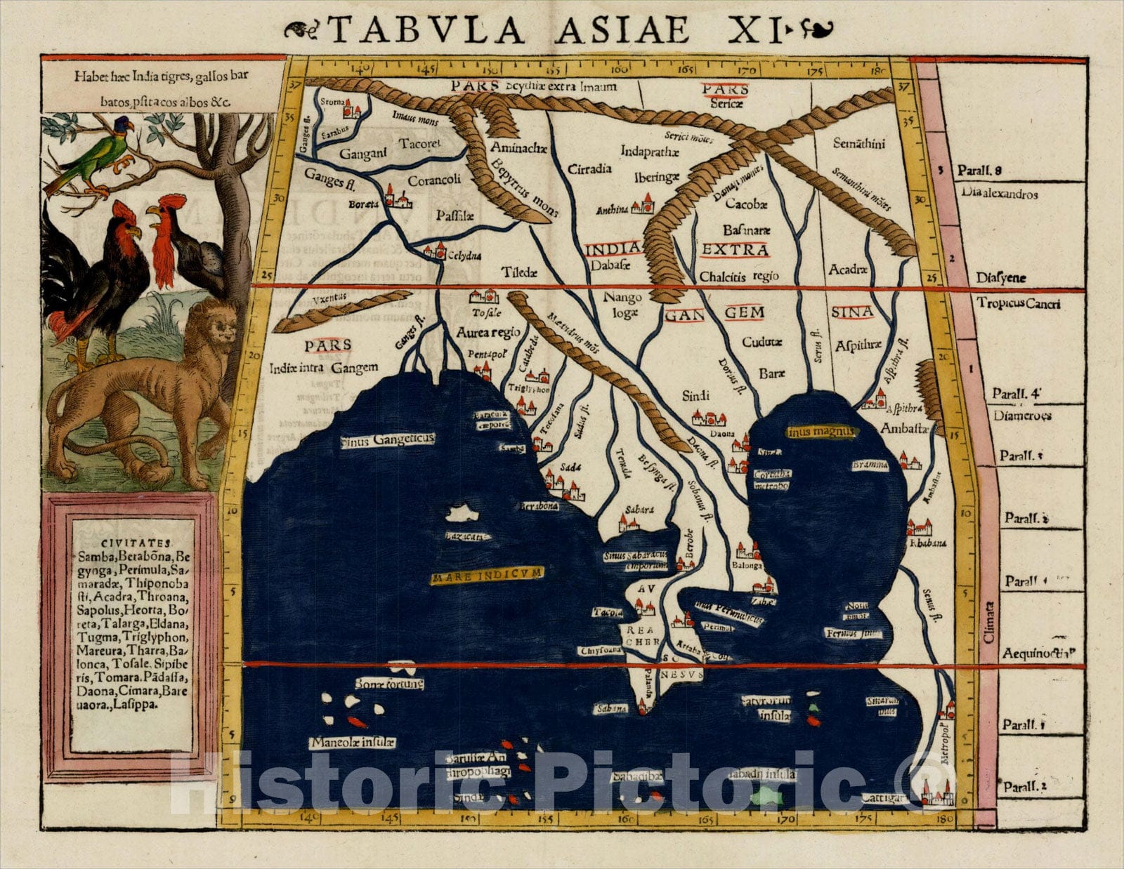 Historic Map : Tabula Asiae XI [Southeast Asia], 1552, Sebastian M?nster, Vintage Wall Art