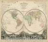 Historic Map : The World In Hemispheres with Comparative views of the heights of the Principal Mountains Lengths of the Principal Rivers On The Globe, 1854, Vintage Wall Art