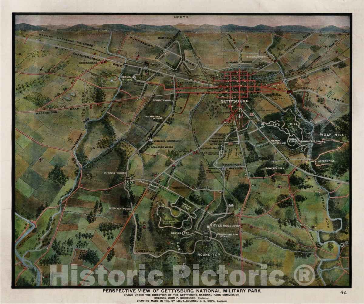Historic Map : Perspective View of Gettysburg National Military Park D ...