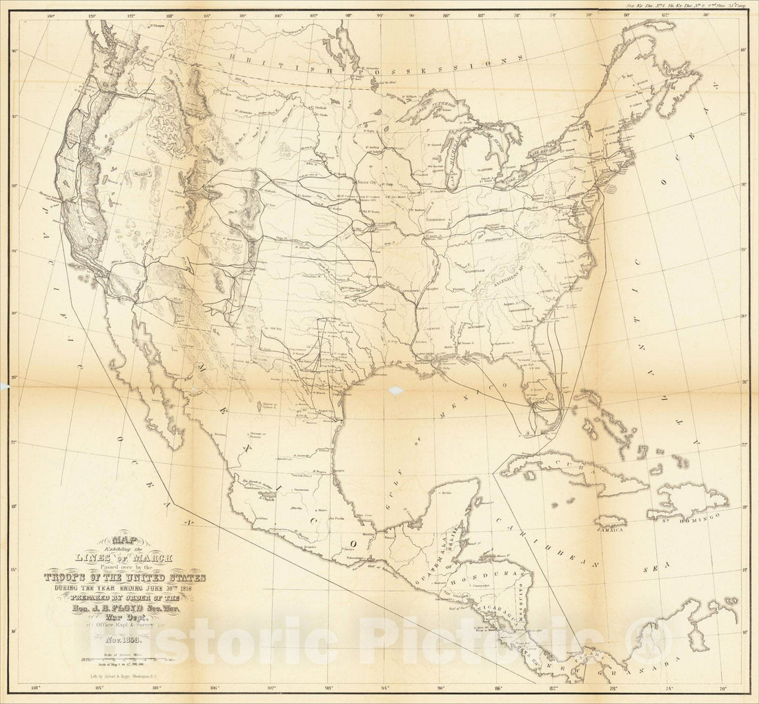 Historic Map : U.S.?Army troop movements throughout the United States ...
