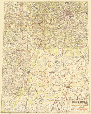Historic Map : (Second World War - Battle of Moscow) Zusammendruck 1:300 000 Kaluga-Moskau Befestigungseindruck 8.10.1941, 1941, Anonymous, Vintage Wall Art