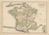 Historic Map : France in Provinces, 1854, Adam & Charles Black, Vintage Wall Art