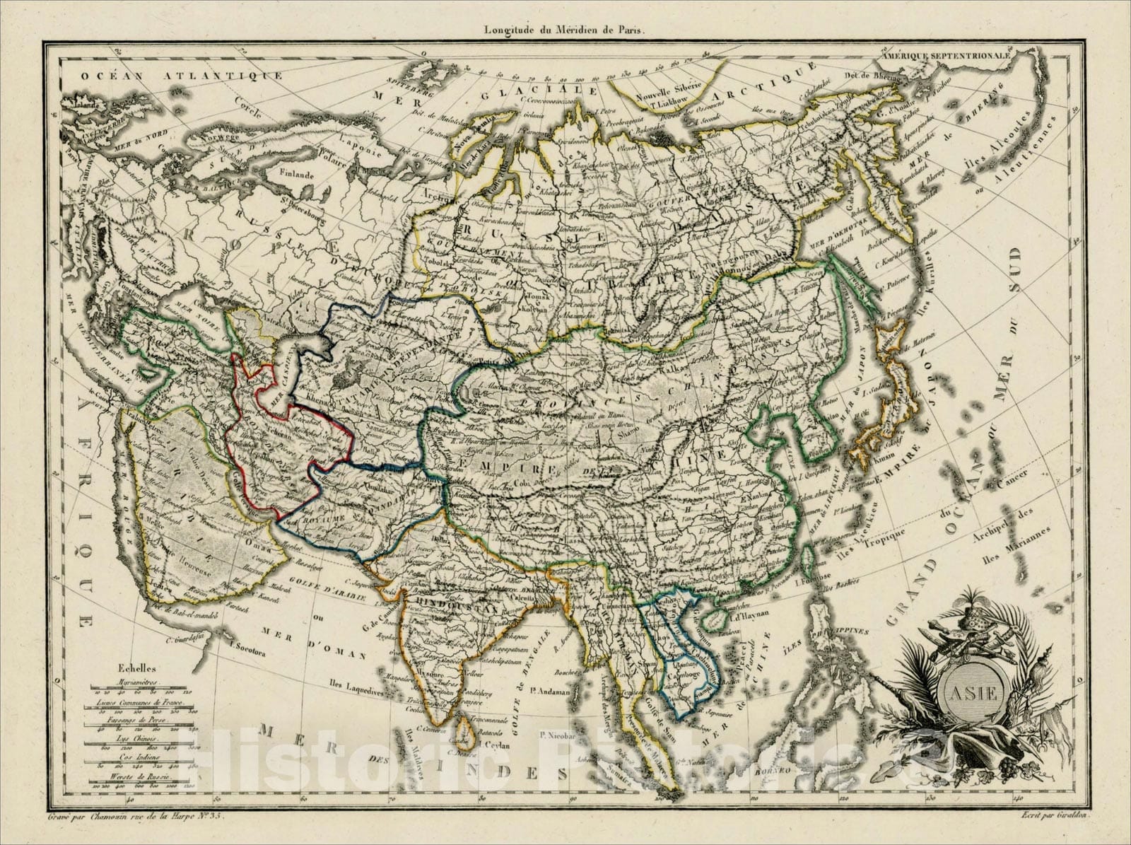 Historic Map : Asie [Asia], 1812, Conrad Malte-Brun, Vintage Wall Art