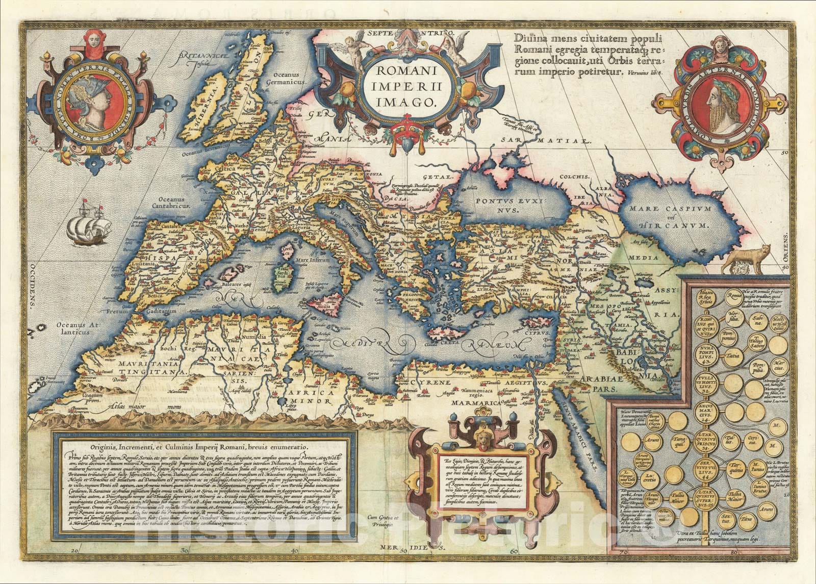 Historic Map : Romani Imperii Imago, 1592, Abraham Ortelius, Vintage Wall Art
