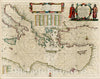 Historic Map : Pascaarte Van't Oostelyckste deel vande Middelandsche Zee, [shows Cyprus], 1650, Jan Jansson, Vintage Wall Art