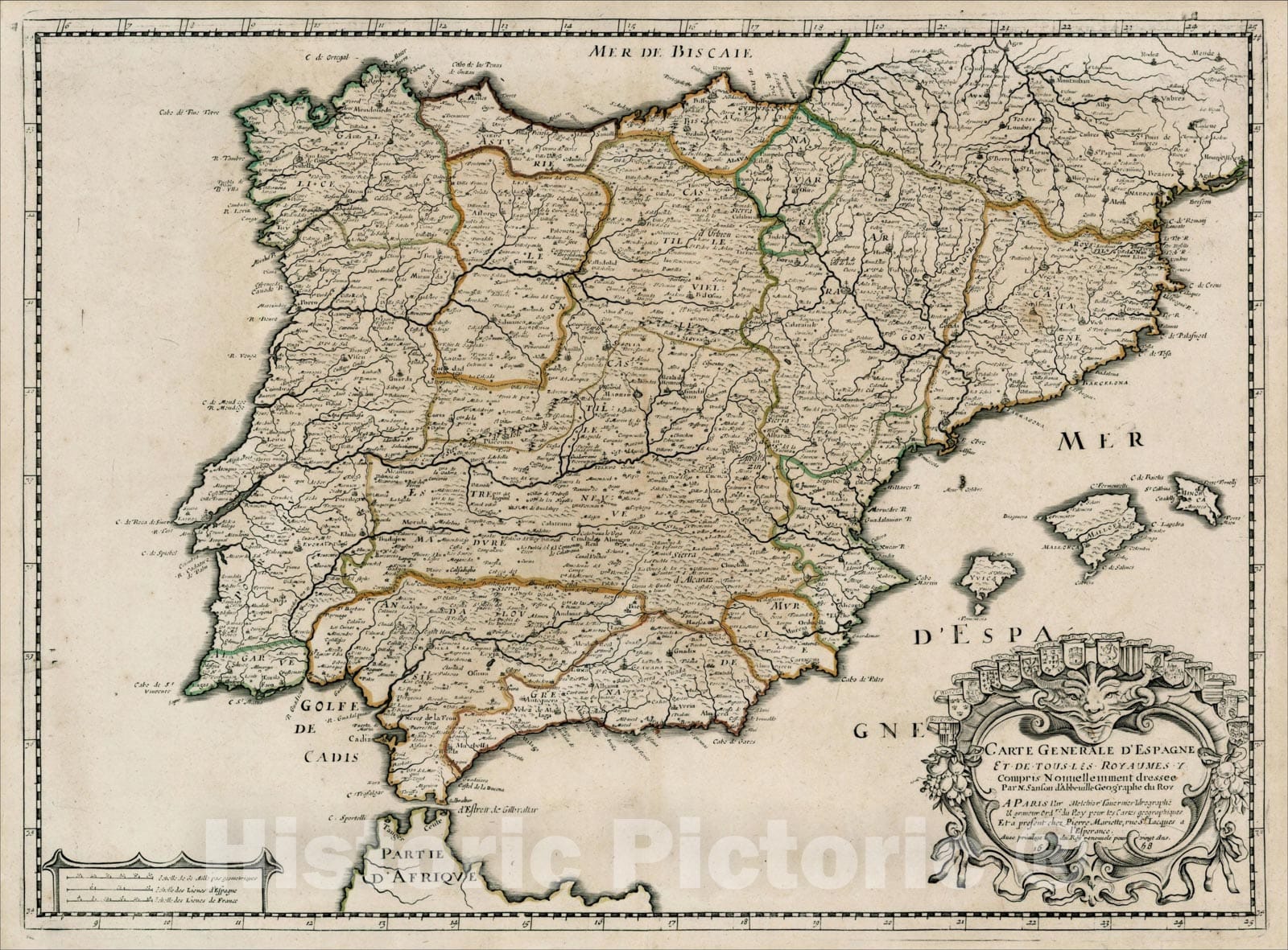 Historic Map : Carte Generale D'Espagne et de tous les Royaumes, 1658, 1658, , Vintage Wall Art