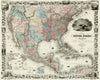 Historic Map : Colton's Map of the United States of America, The British Provinces, Mexico, The West Indies and Central America, 1849 [Case Map], 1850, Vintage Wall Art